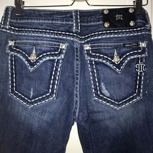 Miss Me Distressed Button Pocket Bootcut Jeans